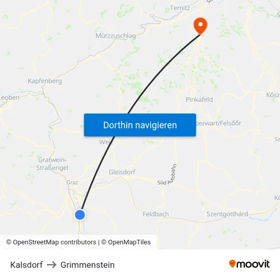 Kalsdorf to Grimmenstein map