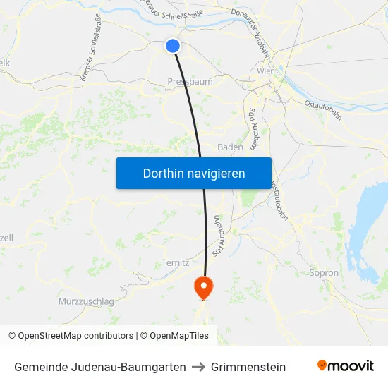 Gemeinde Judenau-Baumgarten to Grimmenstein map