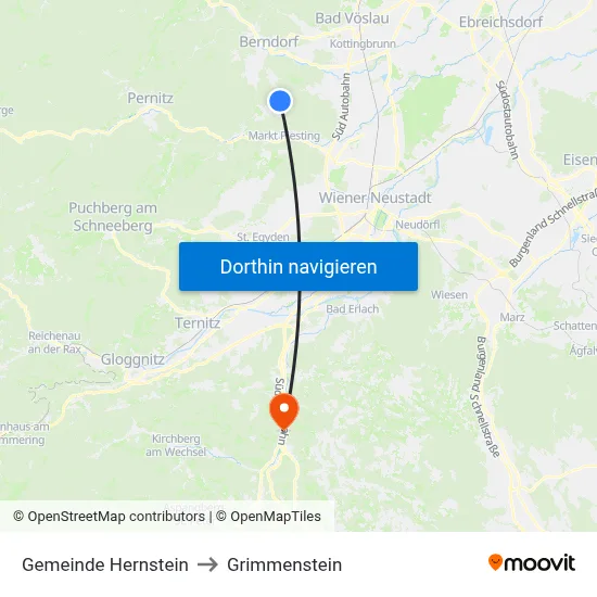 Gemeinde Hernstein to Grimmenstein map