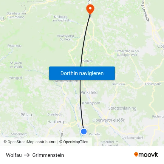 Wolfau to Grimmenstein map