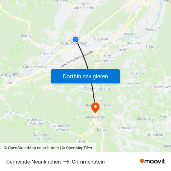 Gemeinde Neunkirchen to Grimmenstein map