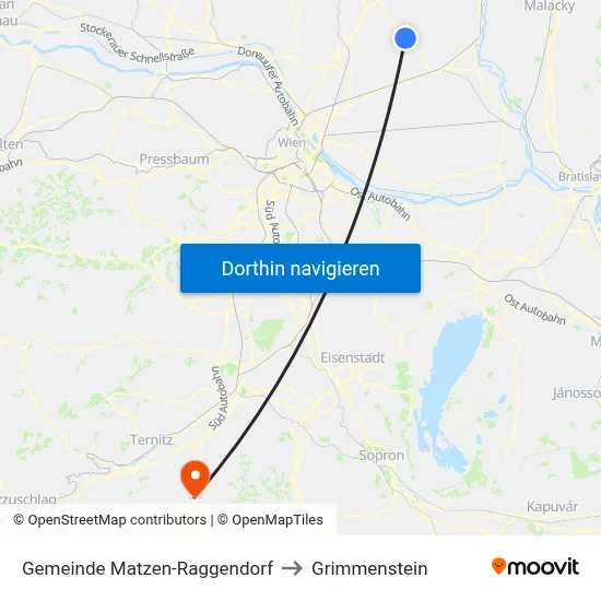 Gemeinde Matzen-Raggendorf to Grimmenstein map