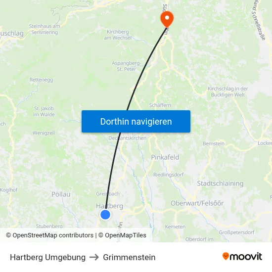 Hartberg Umgebung to Grimmenstein map