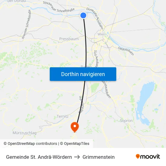 Gemeinde St. Andrä-Wördern to Grimmenstein map
