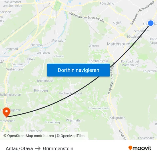 Antau/Otava to Grimmenstein map
