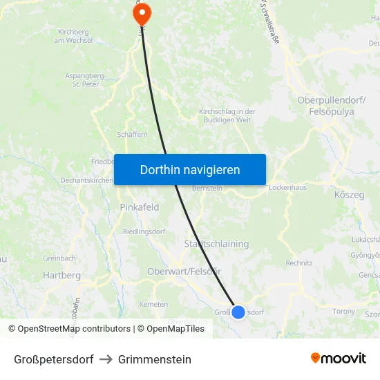 Großpetersdorf to Grimmenstein map