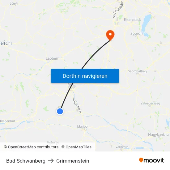 Bad Schwanberg to Grimmenstein map