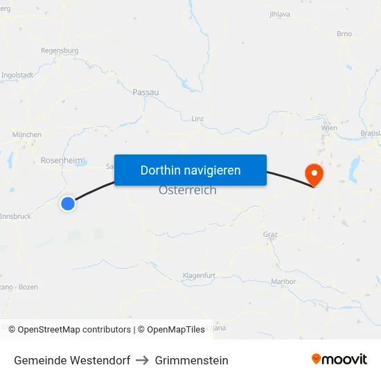 Gemeinde Westendorf to Grimmenstein map