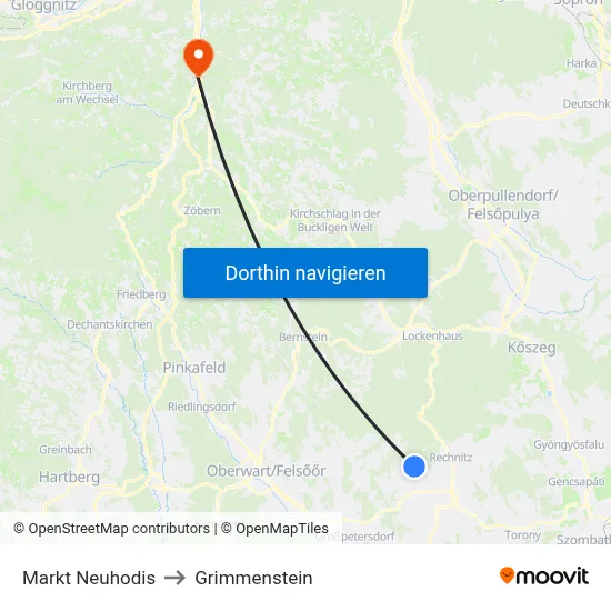 Markt Neuhodis to Grimmenstein map