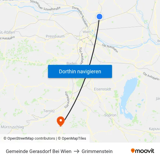 Gemeinde Gerasdorf Bei Wien to Grimmenstein map