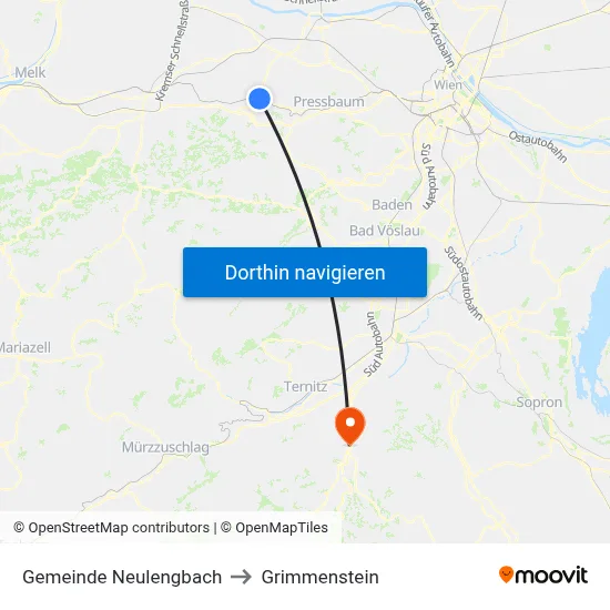 Gemeinde Neulengbach to Grimmenstein map