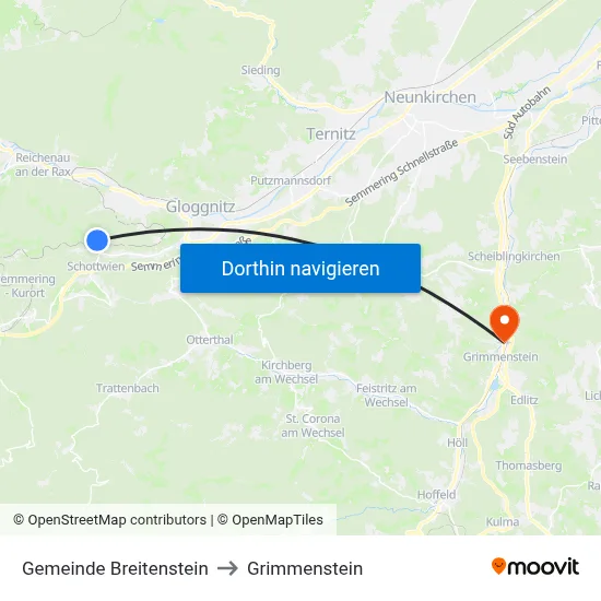 Gemeinde Breitenstein to Grimmenstein map