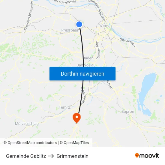 Gemeinde Gablitz to Grimmenstein map