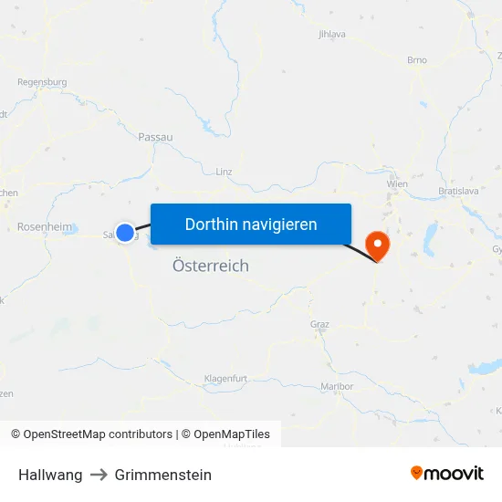 Hallwang to Grimmenstein map