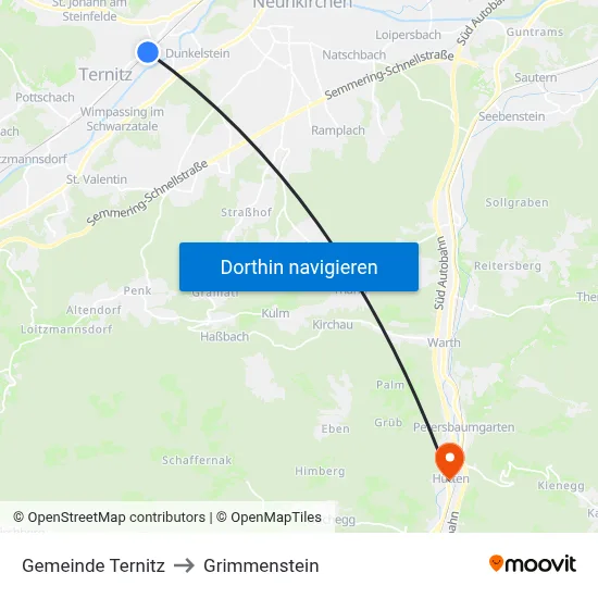 Gemeinde Ternitz to Grimmenstein map