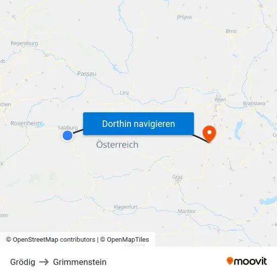 Grödig to Grimmenstein map