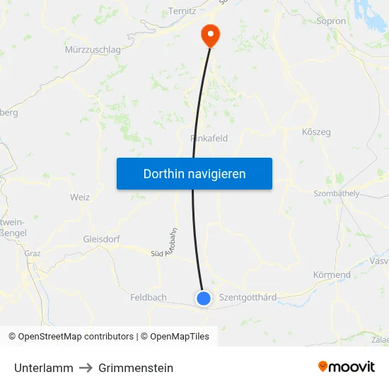 Unterlamm to Grimmenstein map