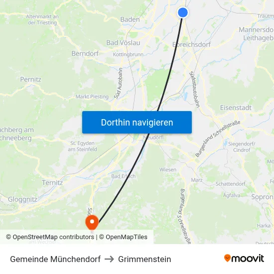 Gemeinde Münchendorf to Grimmenstein map