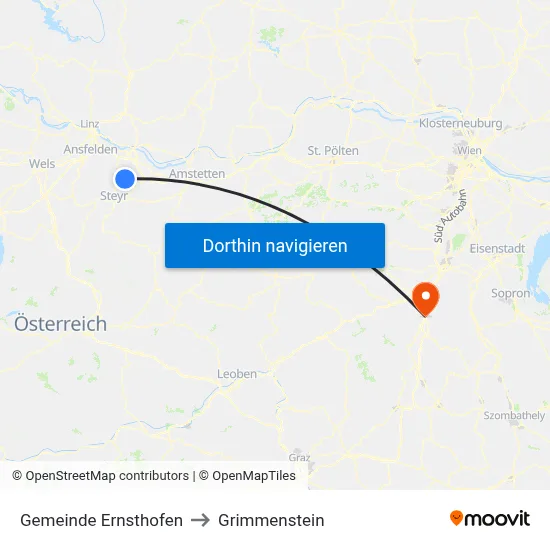 Gemeinde Ernsthofen to Grimmenstein map