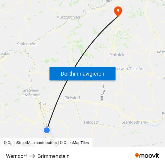 Werndorf to Grimmenstein map