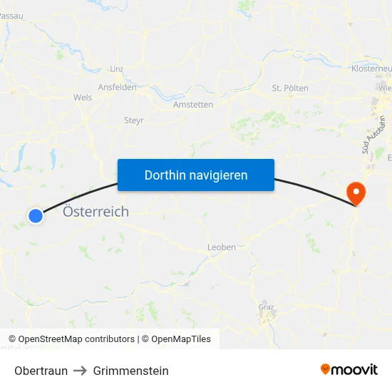 Obertraun to Grimmenstein map