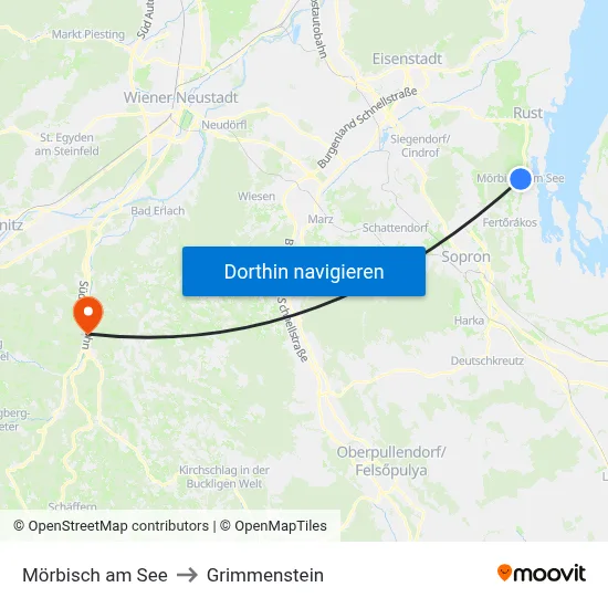 Mörbisch am See to Grimmenstein map