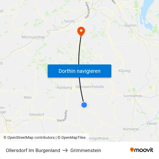 Ollersdorf Im Burgenland to Grimmenstein map