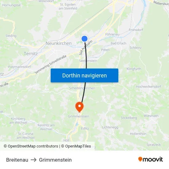 Breitenau to Grimmenstein map
