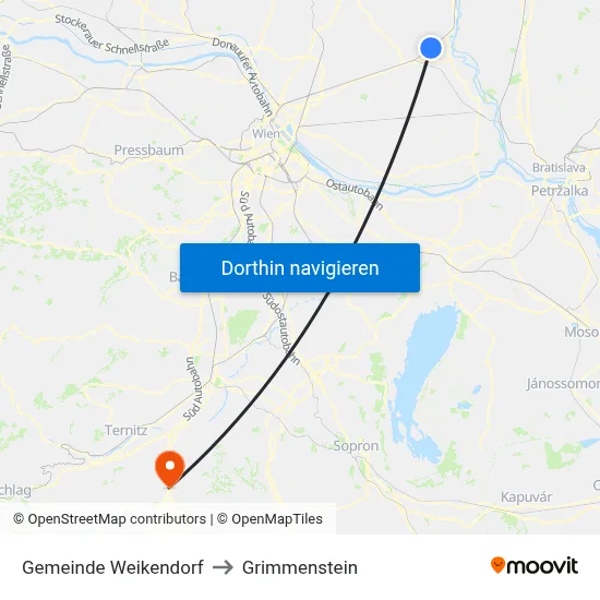 Gemeinde Weikendorf to Grimmenstein map