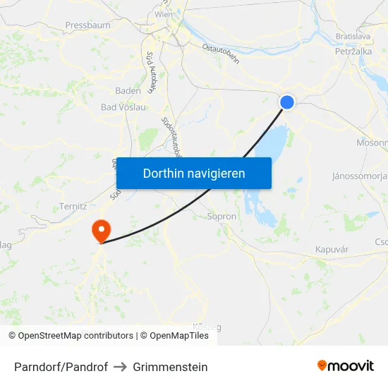 Parndorf/Pandrof to Grimmenstein map
