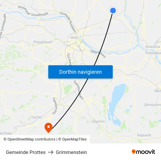 Gemeinde Prottes to Grimmenstein map