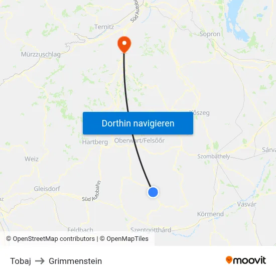 Tobaj to Grimmenstein map