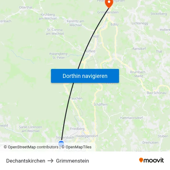 Dechantskirchen to Grimmenstein map