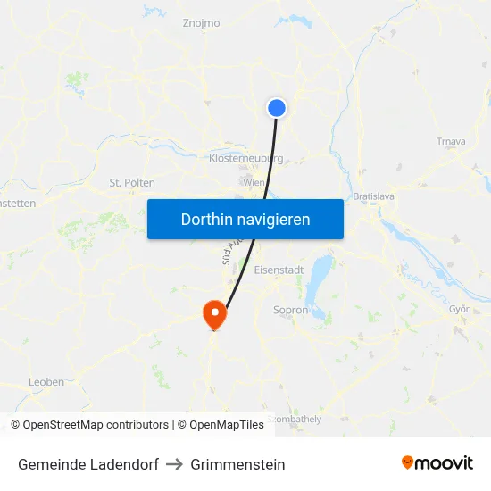 Gemeinde Ladendorf to Grimmenstein map