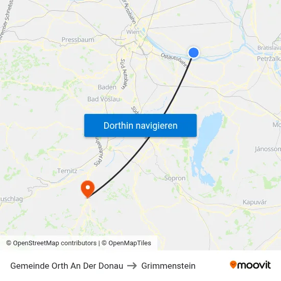 Gemeinde Orth An Der Donau to Grimmenstein map