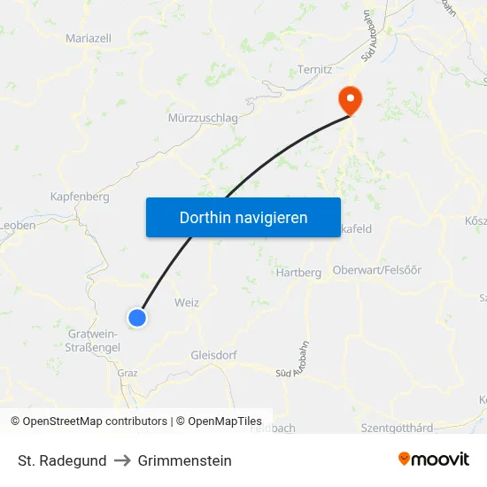 St. Radegund to Grimmenstein map