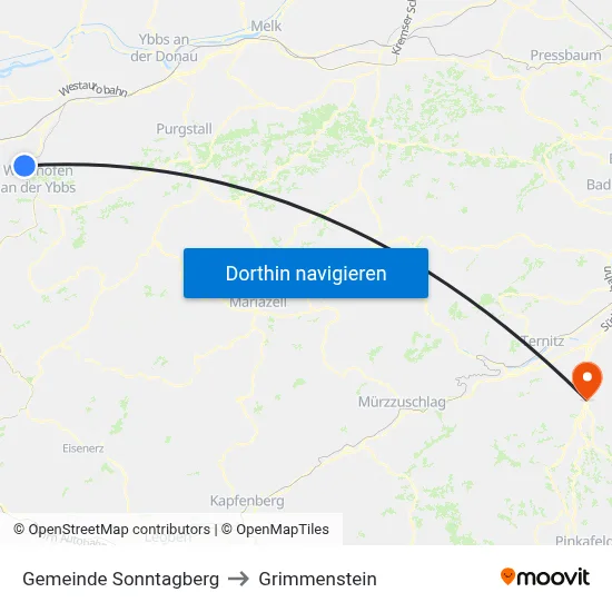Gemeinde Sonntagberg to Grimmenstein map