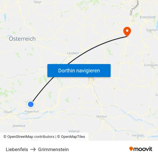 Liebenfels to Grimmenstein map