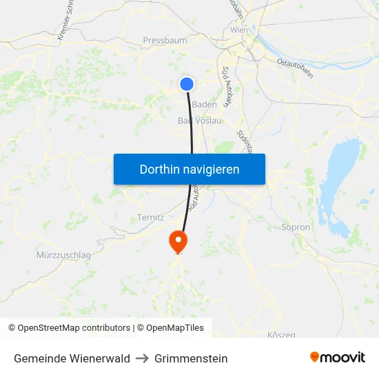 Gemeinde Wienerwald to Grimmenstein map