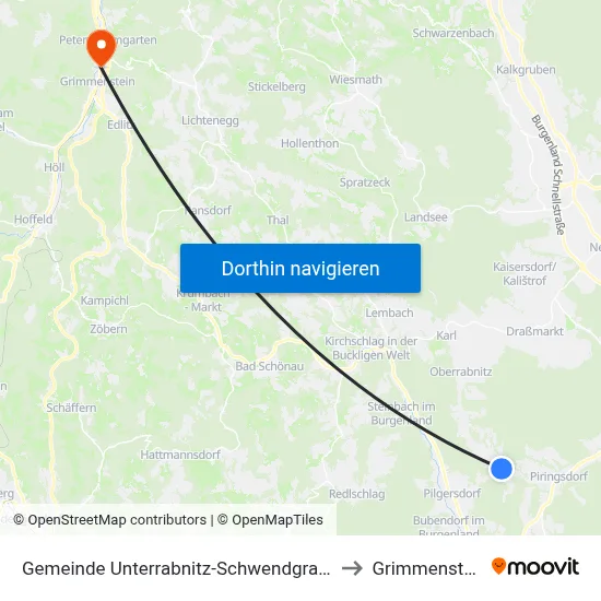 Gemeinde Unterrabnitz-Schwendgraben to Grimmenstein map