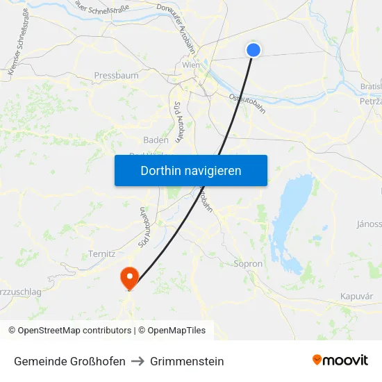 Gemeinde Großhofen to Grimmenstein map