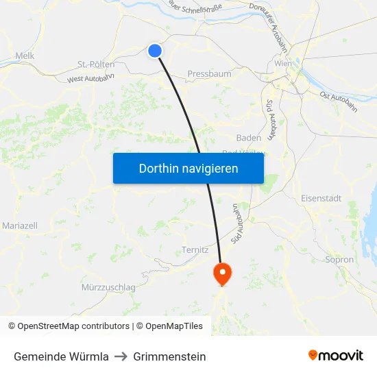 Gemeinde Würmla to Grimmenstein map