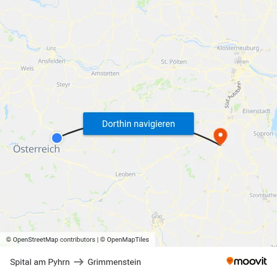 Spital am Pyhrn to Grimmenstein map