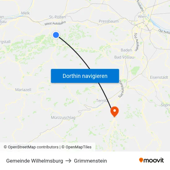Gemeinde Wilhelmsburg to Grimmenstein map