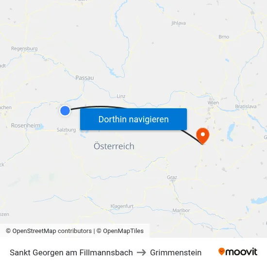 Sankt Georgen am Fillmannsbach to Grimmenstein map