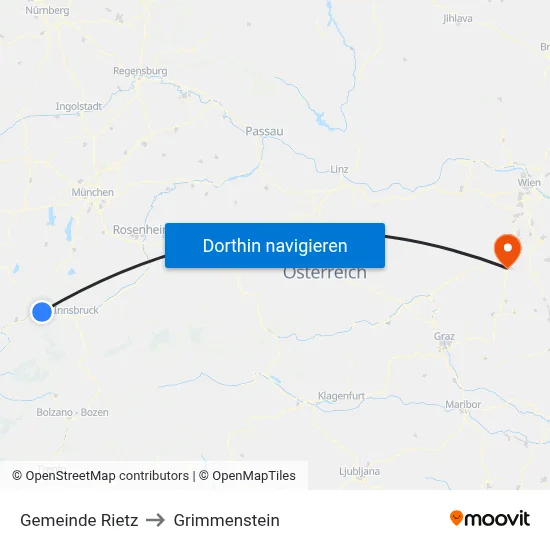 Gemeinde Rietz to Grimmenstein map