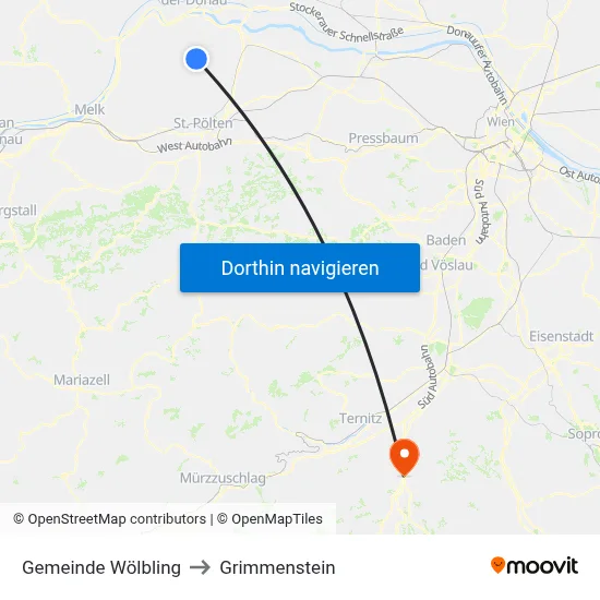 Gemeinde Wölbling to Grimmenstein map
