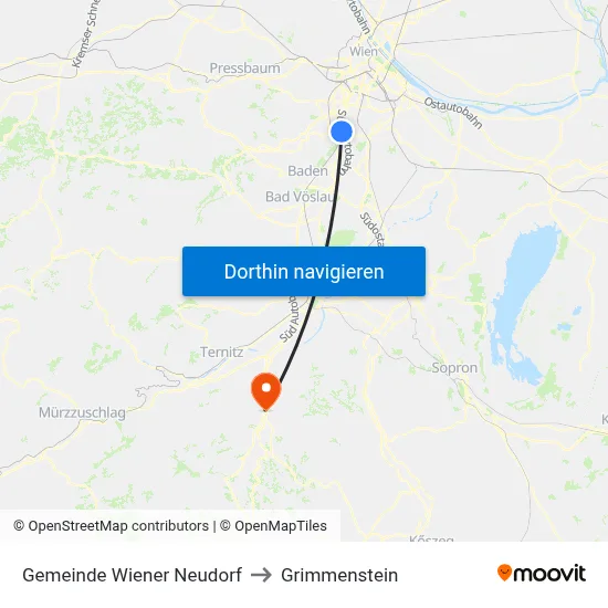 Gemeinde Wiener Neudorf to Grimmenstein map