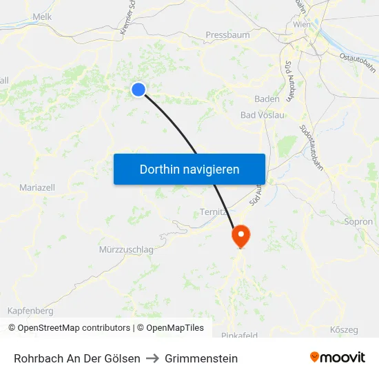 Rohrbach An Der Gölsen to Grimmenstein map