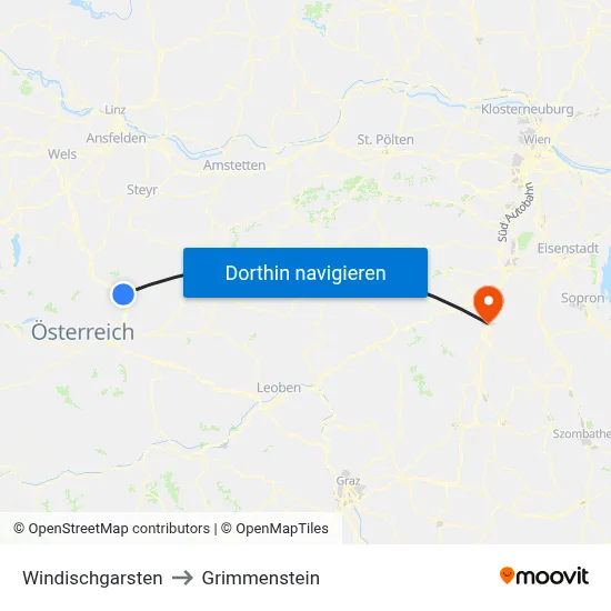 Windischgarsten to Grimmenstein map